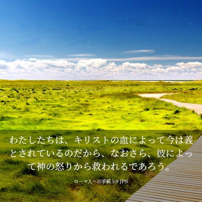 Picture 03 - ローマ人への手紙 5:9 JPN - わたしたちは、キリストの血によっ - Bible Verse Picture