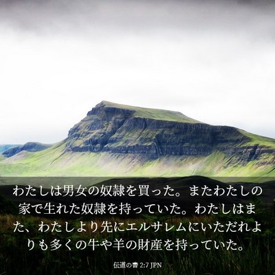 Picture 03 - 伝道の書 2:7 JPN - わたしは男女の奴隷を買った。また - Bible Verse Picture
