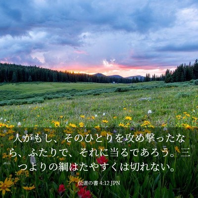Picture 03 - 伝道の書 4:12 JPN - 人がもし、そのひとりを攻め撃った - Bible Verse Picture