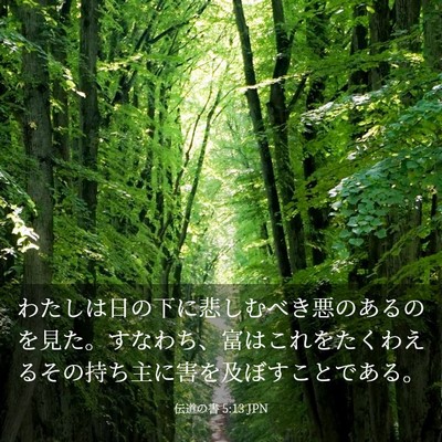 Picture 03 - 伝道の書 5:13 JPN - わたしは日の下に悲しむべき悪のあ - Bible Verse Picture