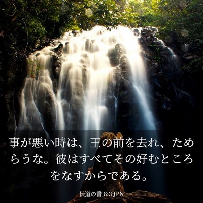 Picture 03 - 伝道の書 8:3 JPN - 事が悪い時は、王の前を去れ、ため - Bible Verse Picture