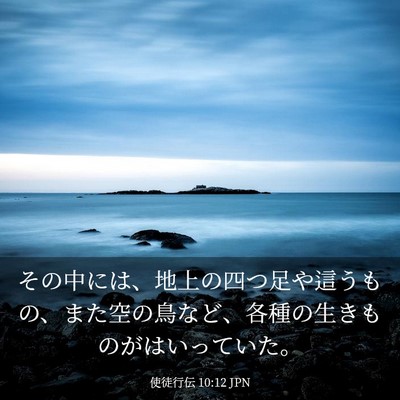 Picture 03 - 使徒行伝 10:12 JPN - その中には、地上の四つ足や這うも - Bible Verse Picture