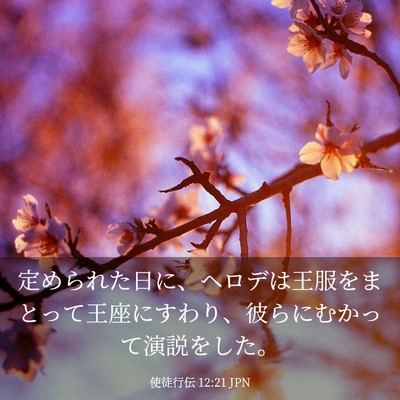 Picture 03 - 使徒行伝 12:21 JPN - 定められた日に、ヘロデは王服をま - Bible Verse Picture