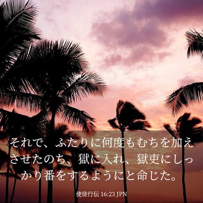 Picture 03 - 使徒行伝 16:23 JPN - それで、ふたりに何度もむちを加え - Bible Verse Picture