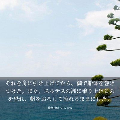 Picture 03 - 使徒行伝 27:17 JPN - それを舟に引き上げてから、綱で船 - Bible Verse Picture