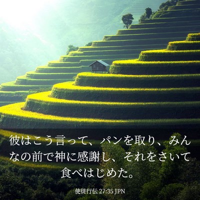 Picture 03 - 使徒行伝 27:35 JPN - 彼はこう言って、パンを取り、みん - Bible Verse Picture