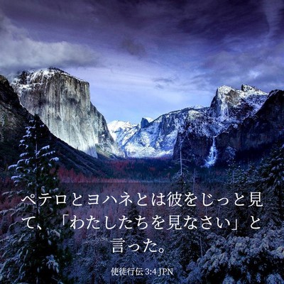 Picture 03 - 使徒行伝 3:4 JPN - ペテロとヨハネとは彼をじっと見て - Bible Verse Picture