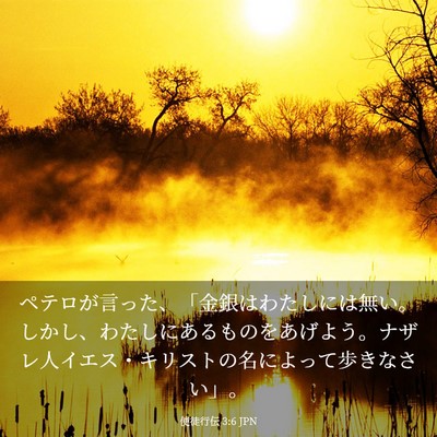 Picture 03 - 使徒行伝 3:6 JPN - ペテロが言った、「金銀はわたしに - Bible Verse Picture