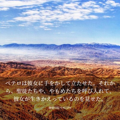 Picture 03 - 使徒行伝 9:41 JPN - ペテロは彼女に手をかして立たせた - Bible Verse Picture
