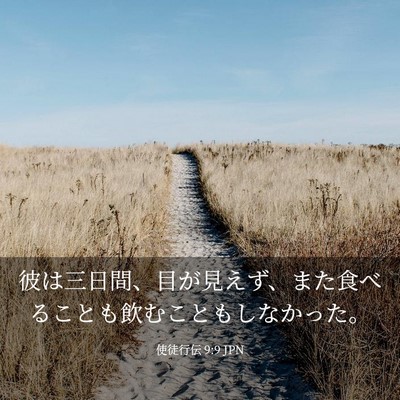 Picture 03 - 使徒行伝 9:9 JPN - 彼は三日間、目が見えず、また食べ - Bible Verse Picture