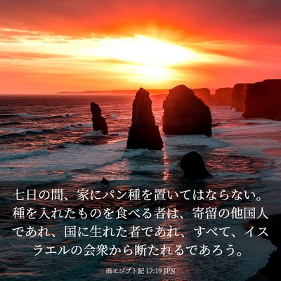 Picture 03 - 出エジプト記 12:19 JPN - 七日の間、家にパン種を置いてはな - Bible Verse Picture