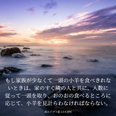 Picture 03 - 出エジプト記 12:4 JPN - もし家族が少なくて一頭の小羊を食 - Bible Verse Picture
