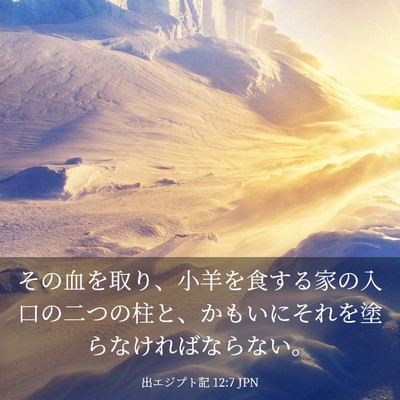 Picture 03 - 出エジプト記 12:7 JPN - その血を取り、小羊を食する家の入 - Bible Verse Picture