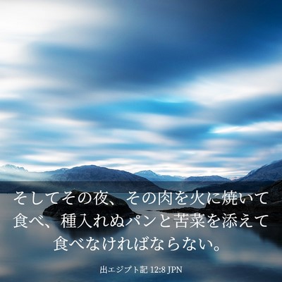 Picture 03 - 出エジプト記 12:8 JPN - そしてその夜、その肉を火に焼いて - Bible Verse Picture