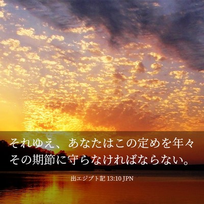 Picture 03 - 出エジプト記 13:10 JPN - それゆえ、あなたはこの定めを年々 - Bible Verse Picture