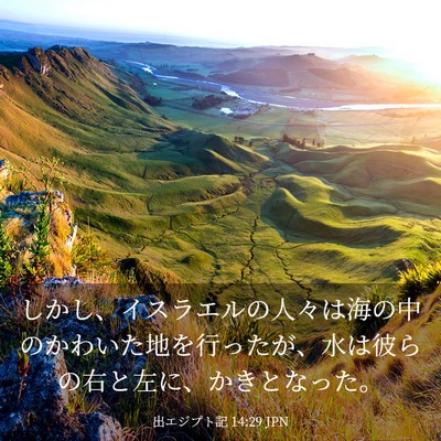 Picture 03 - 出エジプト記 14:29 JPN - しかし、イスラエルの人々は海の中 - Bible Verse Picture