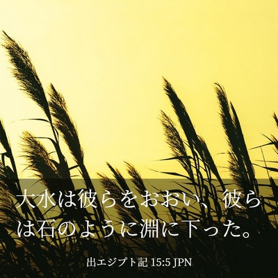 Picture 03 - 出エジプト記 15:5 JPN - 大水は彼らをおおい、彼らは石のよ - Bible Verse Picture