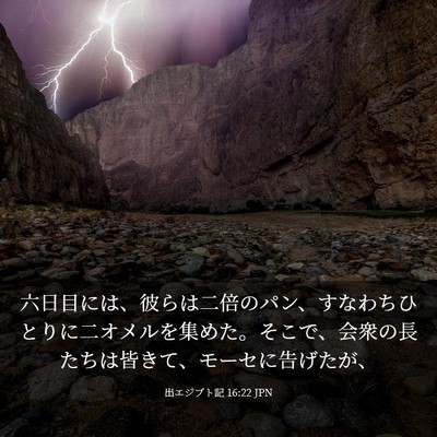 Picture 03 - 出エジプト記 16:22 JPN - 六日目には、彼らは二倍のパン、す - Bible Verse Picture
