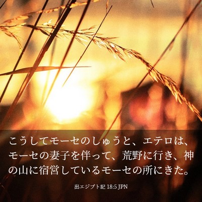 Picture 03 - 出エジプト記 18:5 JPN - こうしてモーセのしゅうと、エテロ - Bible Verse Picture