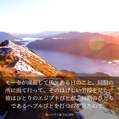 Picture 03 - 出エジプト記 2:11 JPN - モーセが成長して後、ある日のこと - Bible Verse Picture