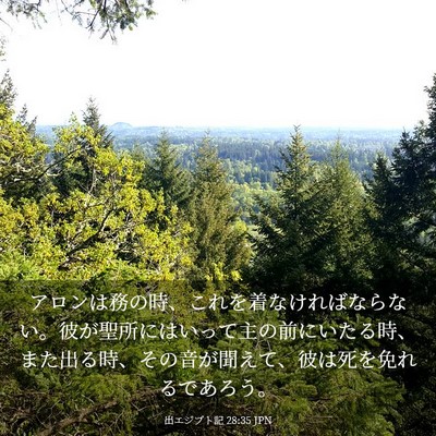 Picture 03 - 出エジプト記 28:35 JPN - アロンは務の時、これを着なければ - Bible Verse Picture