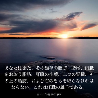 Picture 03 - 出エジプト記 29:22 JPN - あなたはまた、その雄羊の脂肪、脂 - Bible Verse Picture
