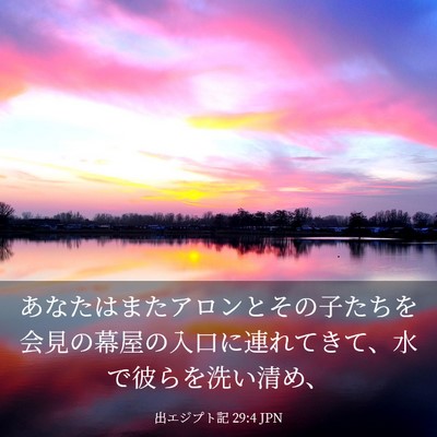 Picture 03 - 出エジプト記 29:4 JPN - あなたはまたアロンとその子たちを - Bible Verse Picture