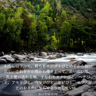 Picture 03 - 出エジプト記 3:8 JPN - わたしは下って、彼らをエジプトび - Bible Verse Picture