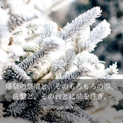 Picture 03 - 出エジプト記 30:28 JPN - 燔祭の祭壇と、そのもろもろの器、 - Bible Verse Picture