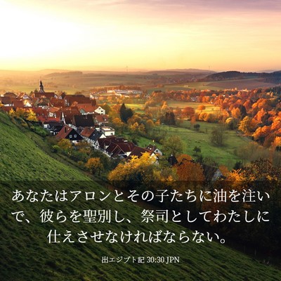 Picture 03 - 出エジプト記 30:30 JPN - あなたはアロンとその子たちに油を - Bible Verse Picture