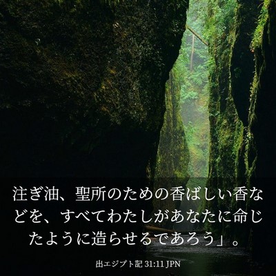 Picture 03 - 出エジプト記 31:11 JPN - 注ぎ油、聖所のための香ばしい香な - Bible Verse Picture