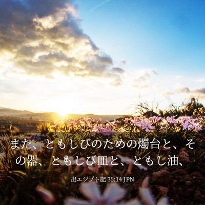 Picture 03 - 出エジプト記 35:14 JPN - また、ともしびのための燭台と、そ - Bible Verse Picture