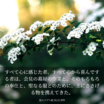 Picture 03 - 出エジプト記 35:21 JPN - すべて心に感じた者、すべて心から - Bible Verse Picture
