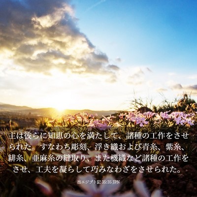 Picture 03 - 出エジプト記 35:35 JPN - 主は彼らに知恵の心を満たして、諸 - Bible Verse Picture