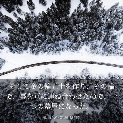 Picture 03 - 出エジプト記 36:13 JPN - そして金の輪五十を作り、その輪で - Bible Verse Picture