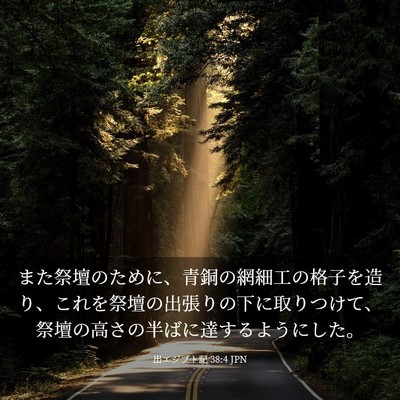 Picture 03 - 出エジプト記 38:4 JPN - また祭壇のために、青銅の網細工の - Bible Verse Picture