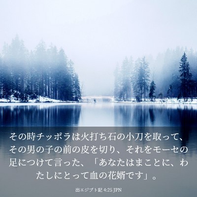 Picture 03 - 出エジプト記 4:25 JPN - その時チッポラは火打ち石の小刀を - Bible Verse Picture