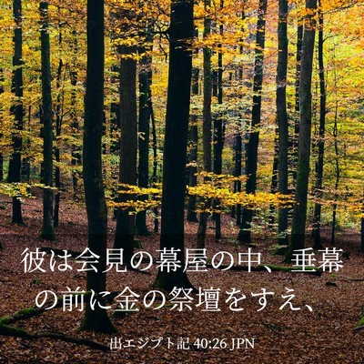 Picture 03 - 出エジプト記 40:26 JPN - 彼は会見の幕屋の中、垂幕の前に金 - Bible Verse Picture