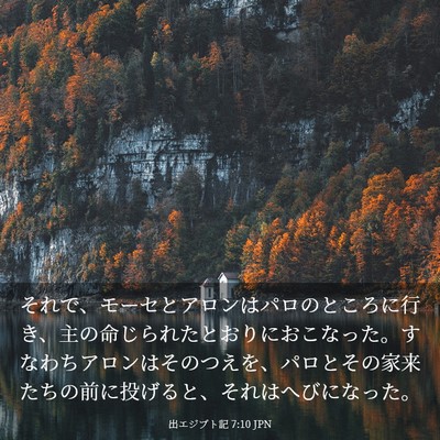 Picture 03 - 出エジプト記 7:10 JPN - それで、モーセとアロンはパロのと - Bible Verse Picture