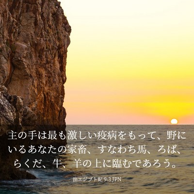 Picture 03 - 出エジプト記 9:3 JPN - 主の手は最も激しい疫病をもって、 - Bible Verse Picture