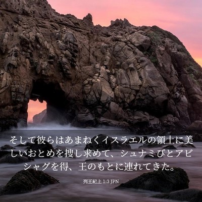Picture 03 - 列王紀上 1:3 JPN - そして彼らはあまねくイスラエルの - Bible Verse Picture