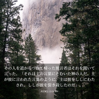 Picture 03 - 列王紀上 13:26 JPN - その人を道からつれて帰った預言者 - Bible Verse Picture
