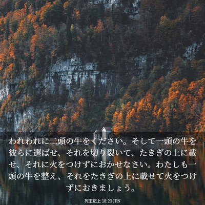 Picture 03 - 列王紀上 18:23 JPN - われわれに二頭の牛をください。そ - Bible Verse Picture