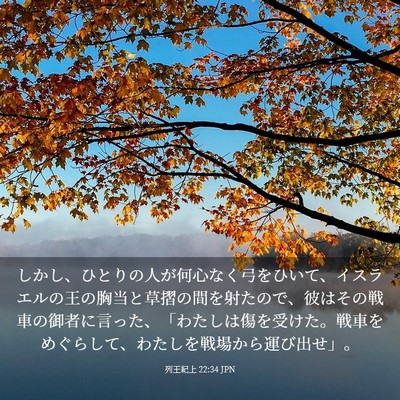 Picture 03 - 列王紀上 22:34 JPN - しかし、ひとりの人が何心なく弓を - Bible Verse Picture