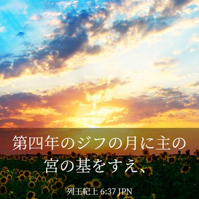 Picture 03 - 列王紀上 6:37 JPN - 第四年のジフの月に主の宮の基をす - Bible Verse Picture