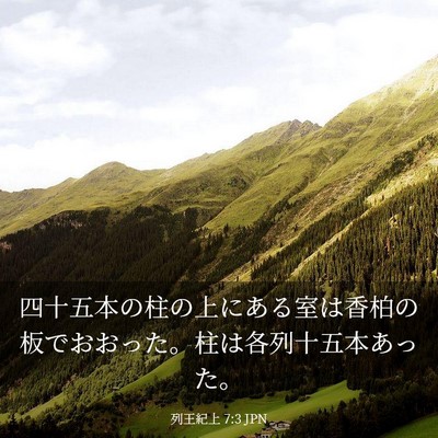 Picture 03 - 列王紀上 7:3 JPN - 四十五本の柱の上にある室は香柏の - Bible Verse Picture