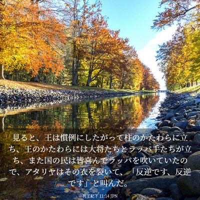 Picture 03 - 列王紀下 11:14 JPN - 見ると、王は慣例にしたがって柱の - Bible Verse Picture