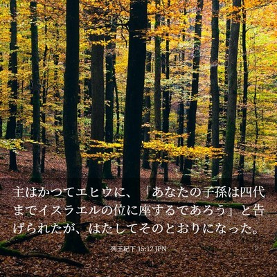 Picture 03 - 列王紀下 15:12 JPN - 主はかつてエヒウに、「あなたの子 - Bible Verse Picture