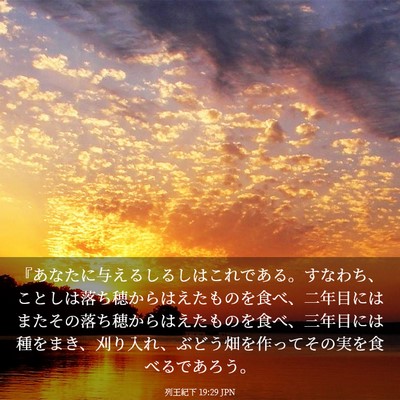 Picture 03 - 列王紀下 19:29 JPN - 『あなたに与えるしるしはこれであ - Bible Verse Picture