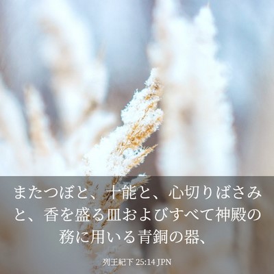 Picture 03 - 列王紀下 25:14 JPN - またつぼと、十能と、心切りばさみ - Bible Verse Picture